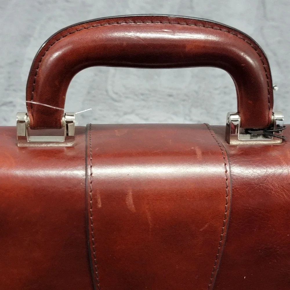 Bosca Old Leather Amber Double Gusset Briefcase Mens 16